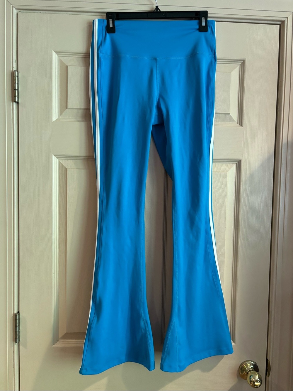 Splits59 Blue with White Stripe High Waist Flare Legging, 
Size Tag is Removed!